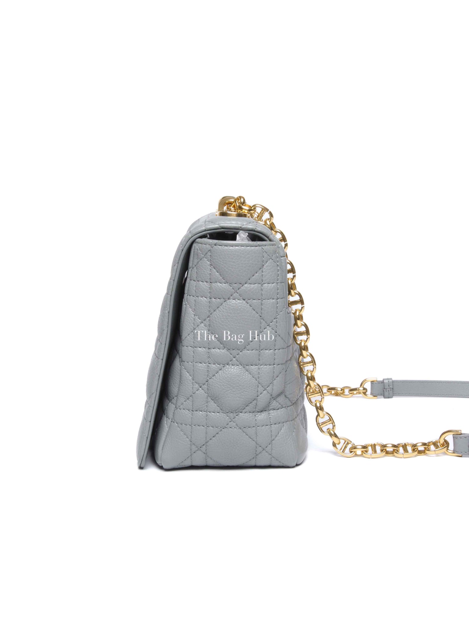 Dior Stone Gray Supple Cannage Calfskin Large Caro Bag