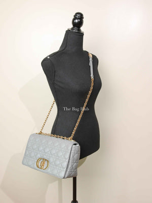 Dior Stone Gray Supple Cannage Calfskin Large Caro Bag