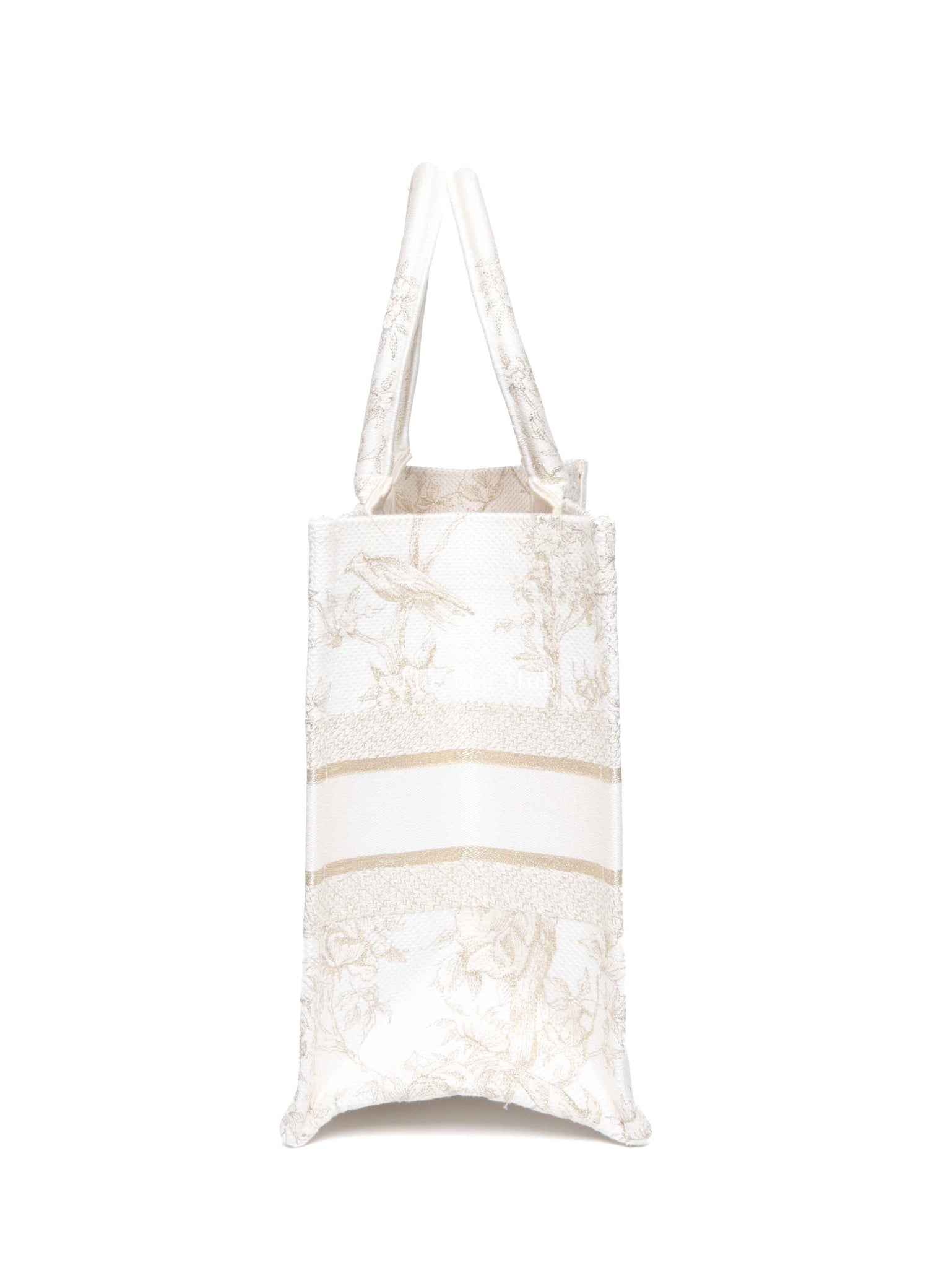 Dior White/Gold Canvas Jardin D'Hiver Medium Tote Bag