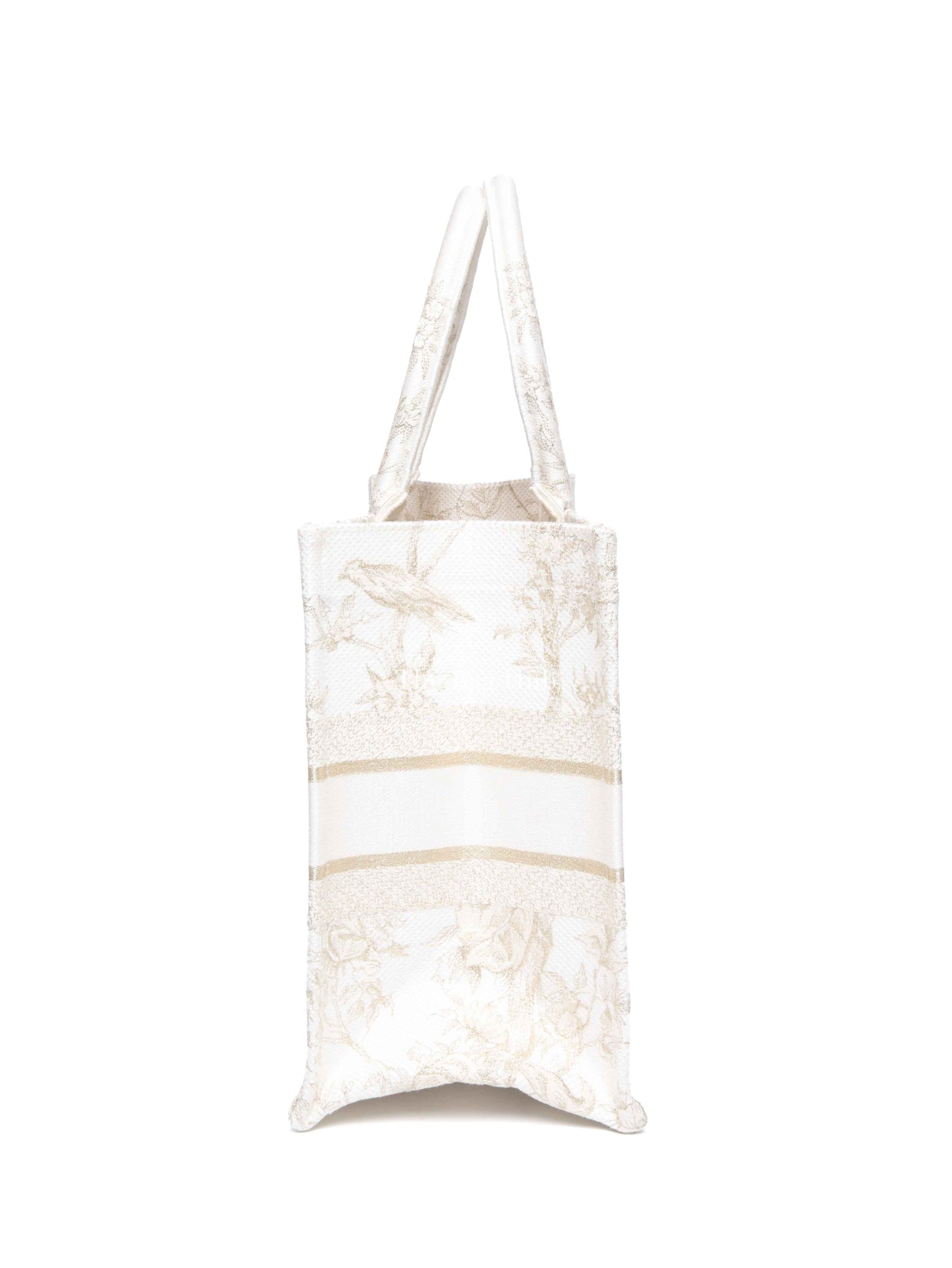 Dior White/Gold Canvas Jardin D'Hiver Medium Tote Bag