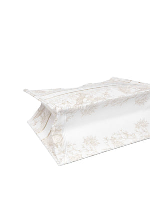 Dior White/Gold Canvas Jardin D'Hiver Medium Tote Bag