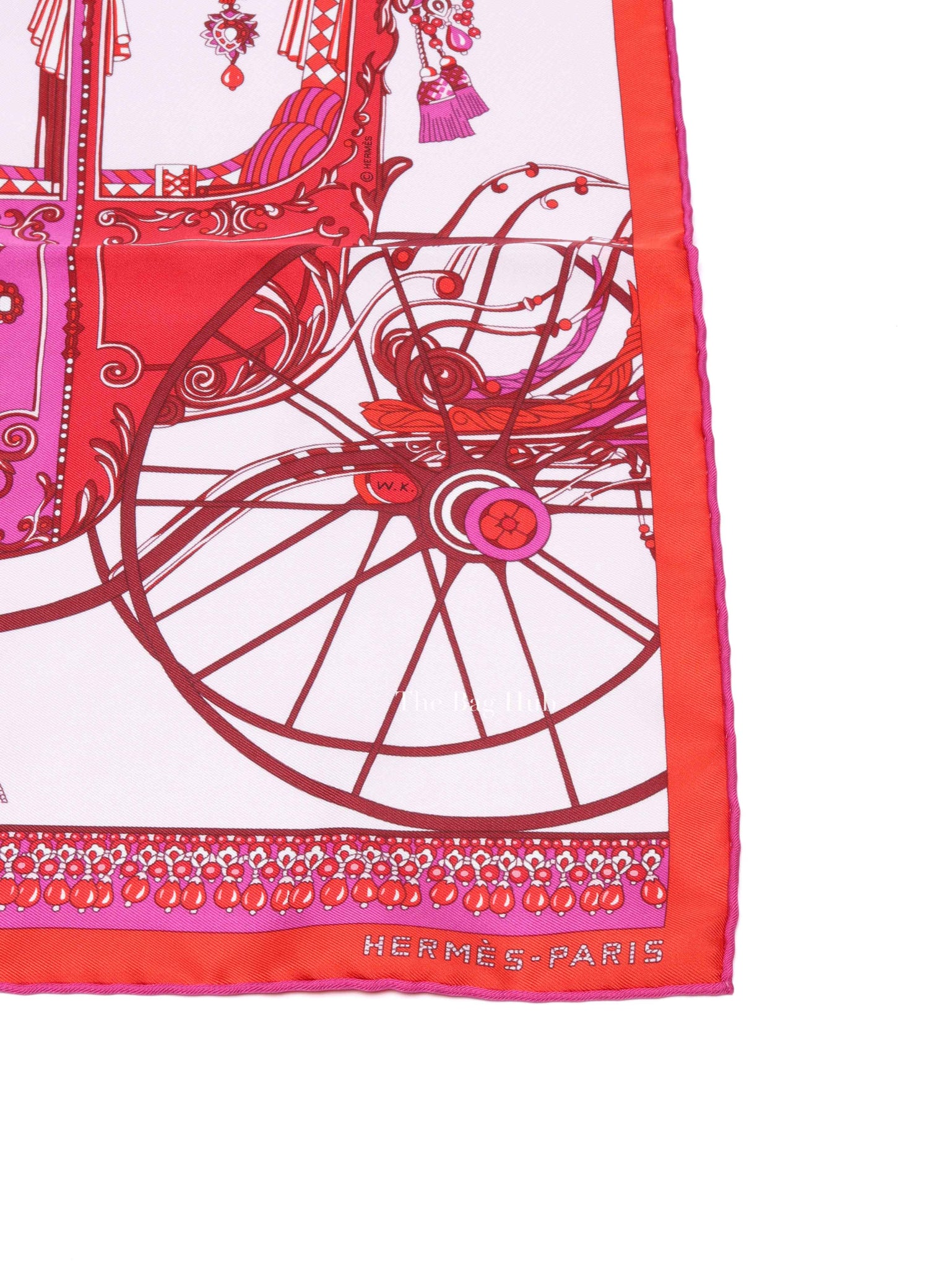 Hermes Pale Rouge/Fuchsia Silk Coupe De Gala Square Scarf