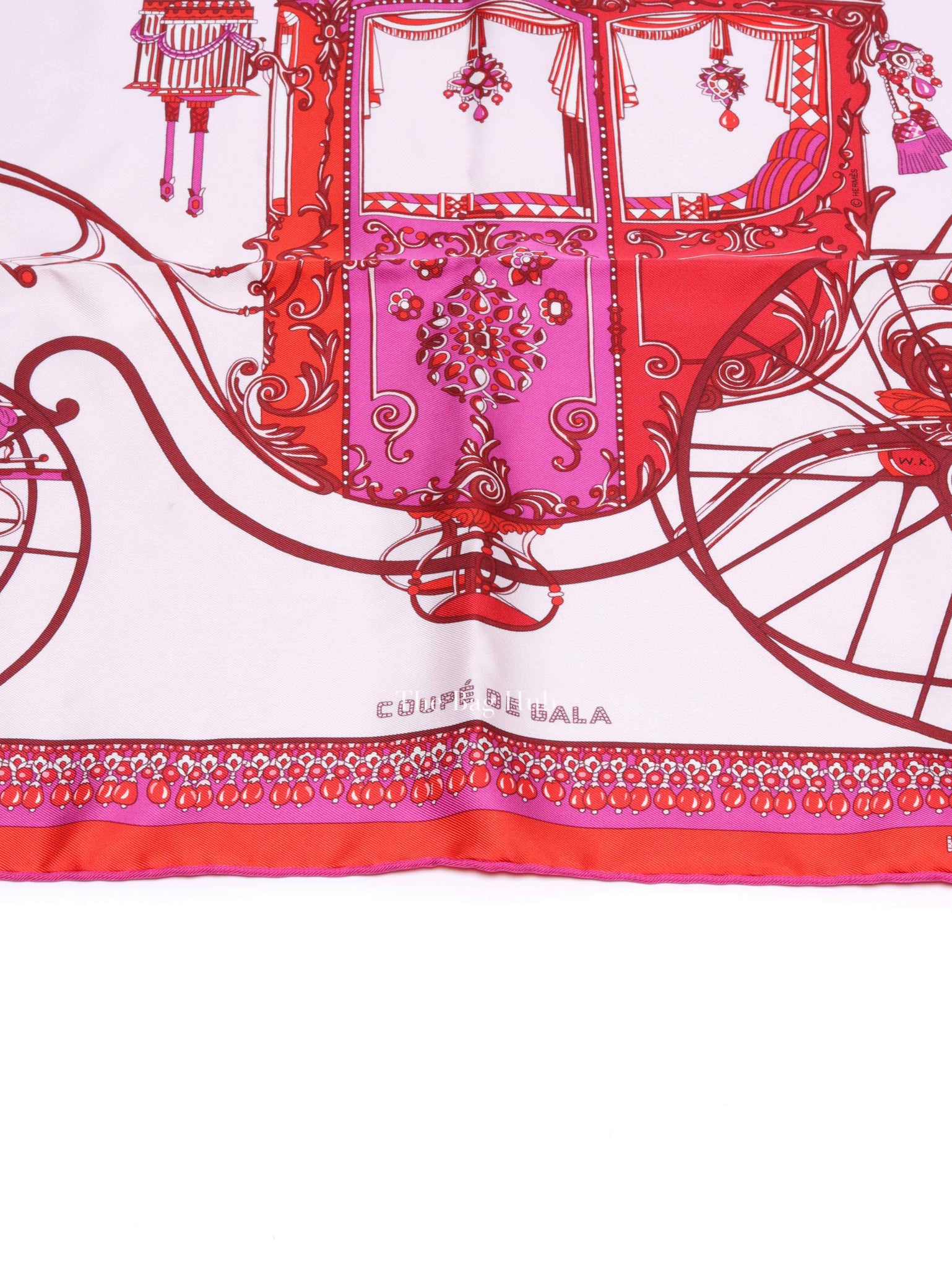 Hermes Pale Rouge/Fuchsia Silk Coupe De Gala Square Scarf