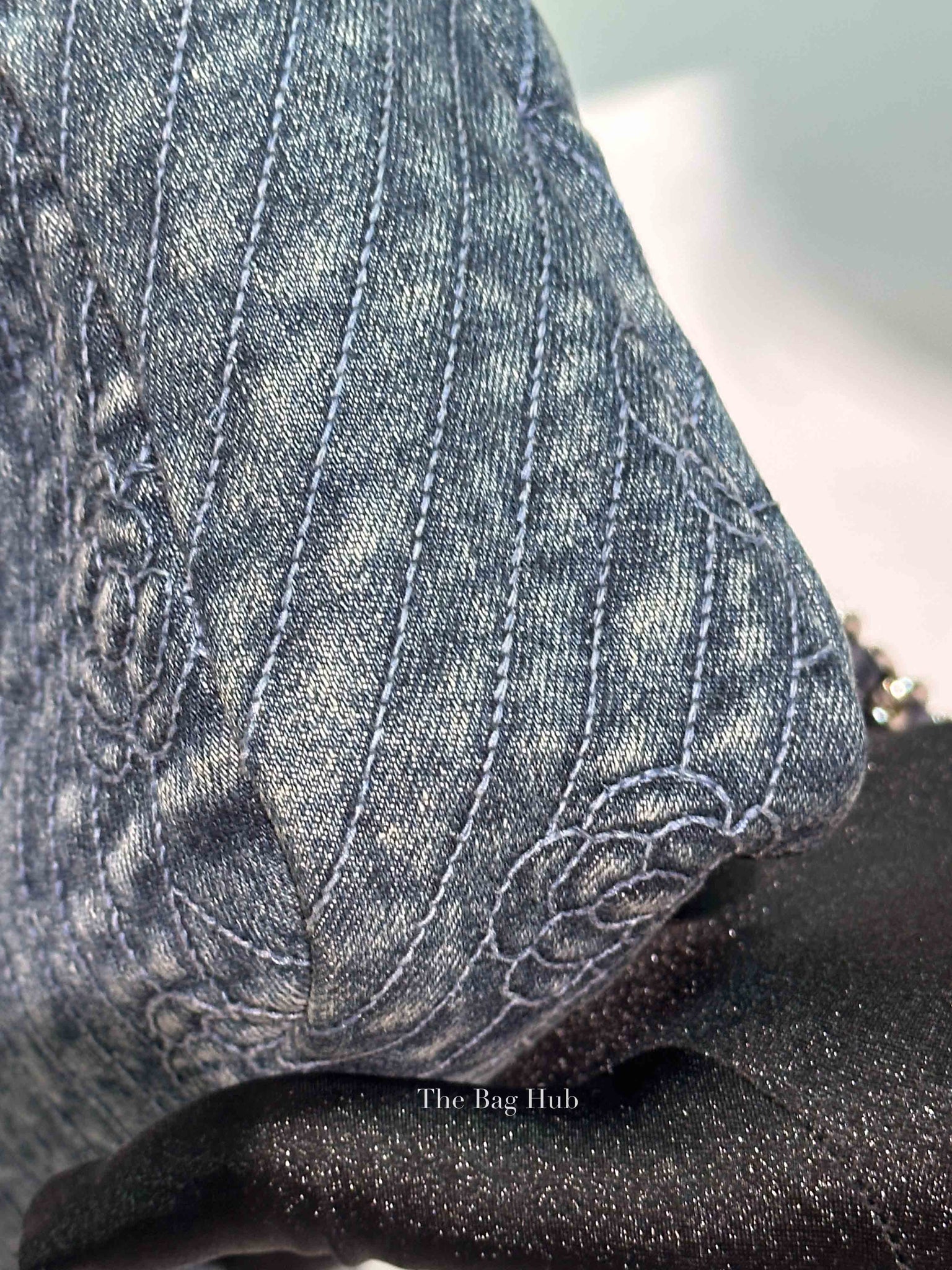 Chanel Blue Denim Camellia Embroidered Denim CC Flap Bag SHW