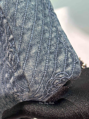 Chanel Blue Denim Camellia Embroidered Denim CC Flap Bag SHW