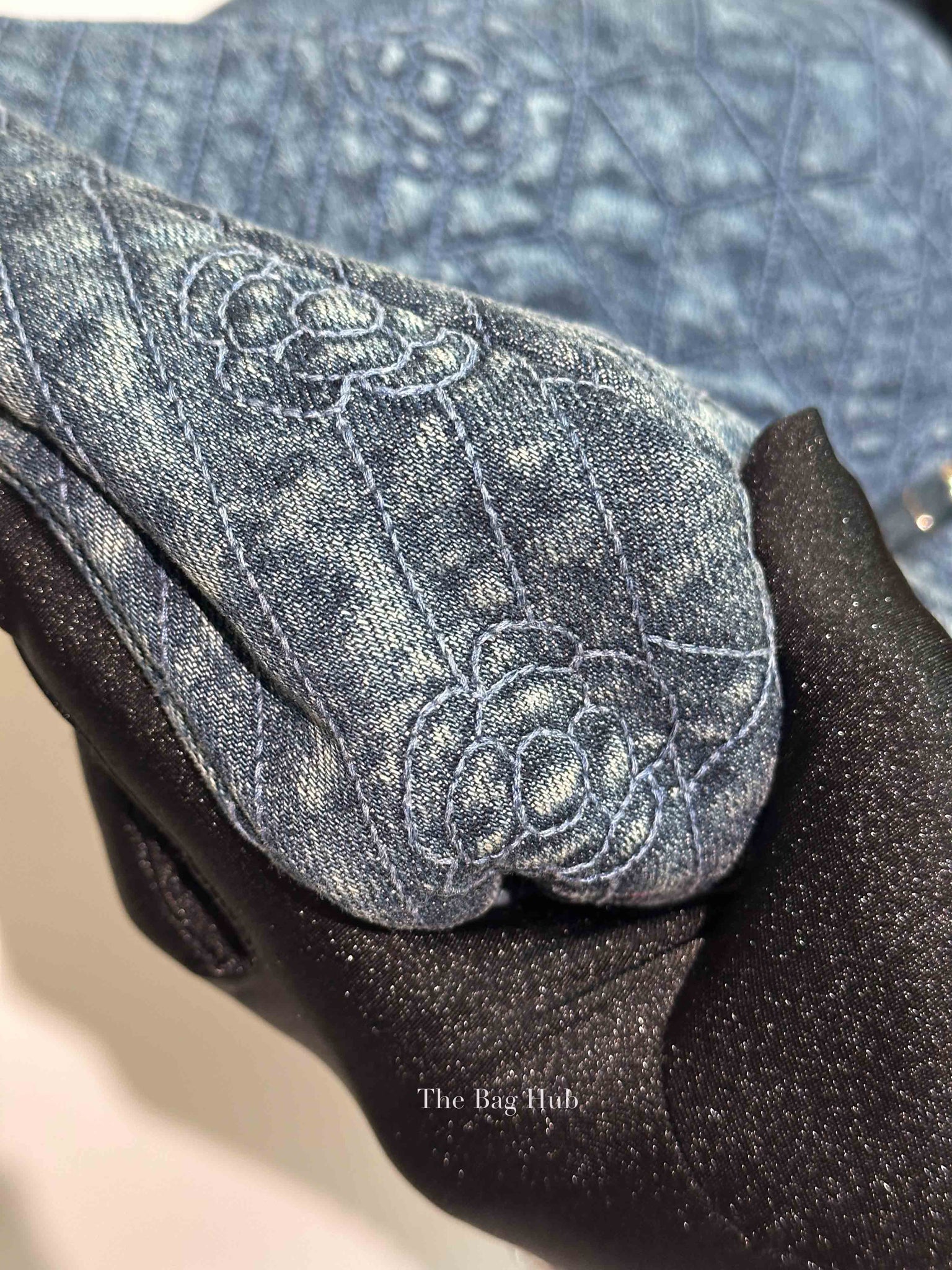 Chanel Blue Denim Camellia Embroidered Denim CC Flap Bag SHW