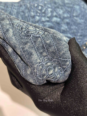 Chanel Blue Denim Camellia Embroidered Denim CC Flap Bag SHW