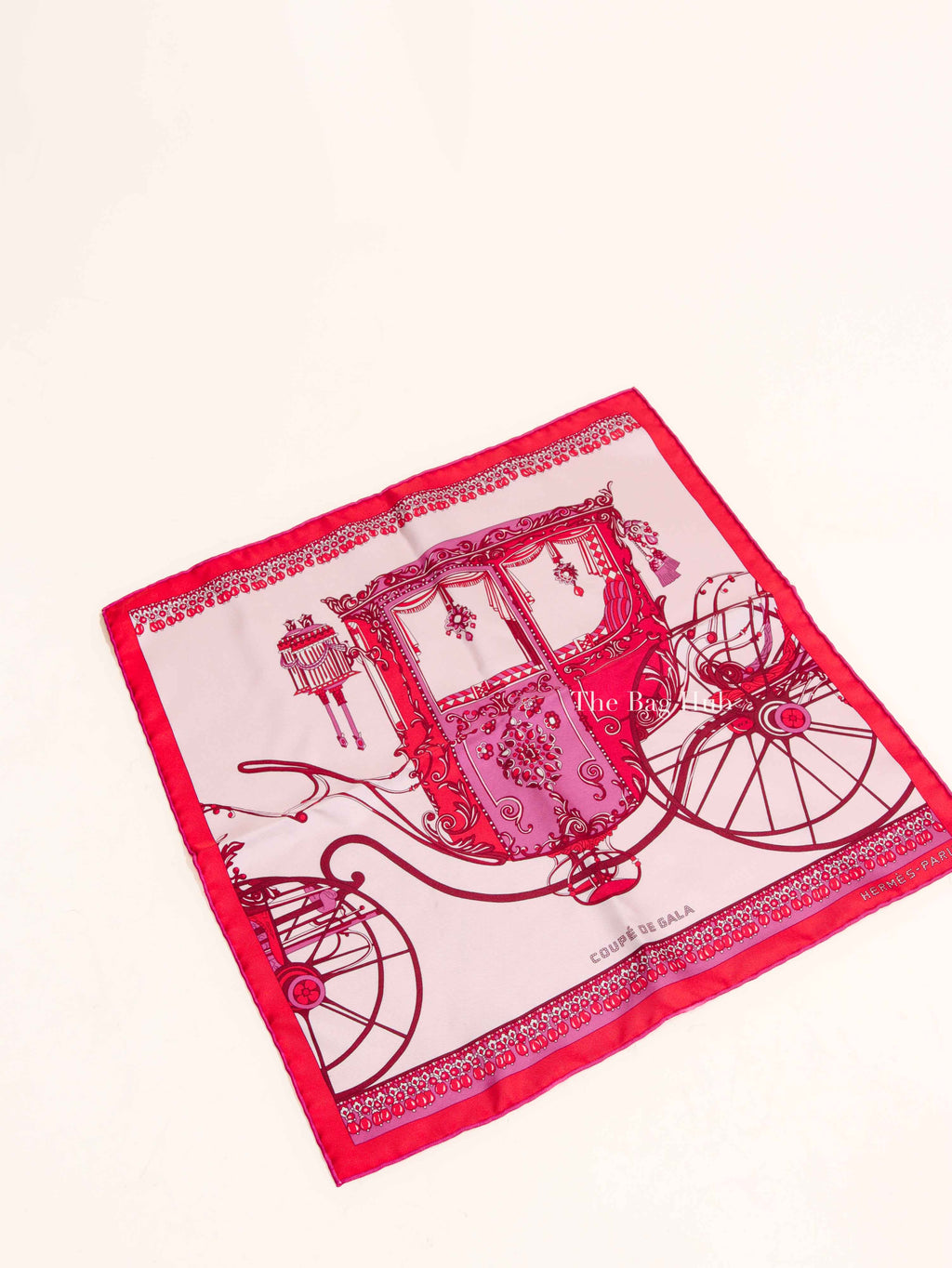 Hermes Pale Rouge/Fuchsia Silk Coupe De Gala Square Scarf