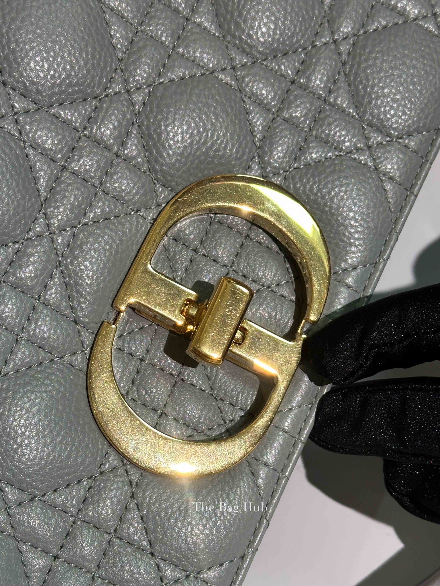Dior Stone Gray Supple Cannage Calfskin Large Caro Bag