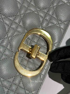 Dior Stone Gray Supple Cannage Calfskin Large Caro Bag
