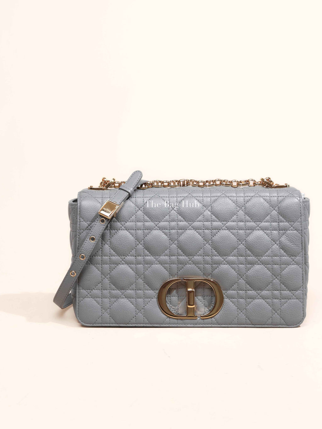 Dior Stone Gray Supple Cannage Calfskin Large Caro Bag