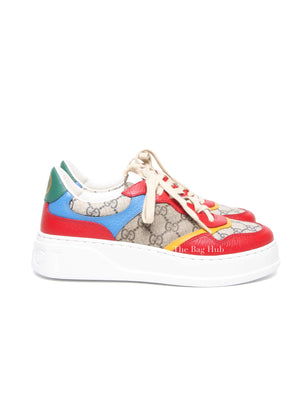 Gucci Multicolor GG Supreme Monogram Textured Dollar Calfskin Mens Chunky Sneakers Size 6.5
