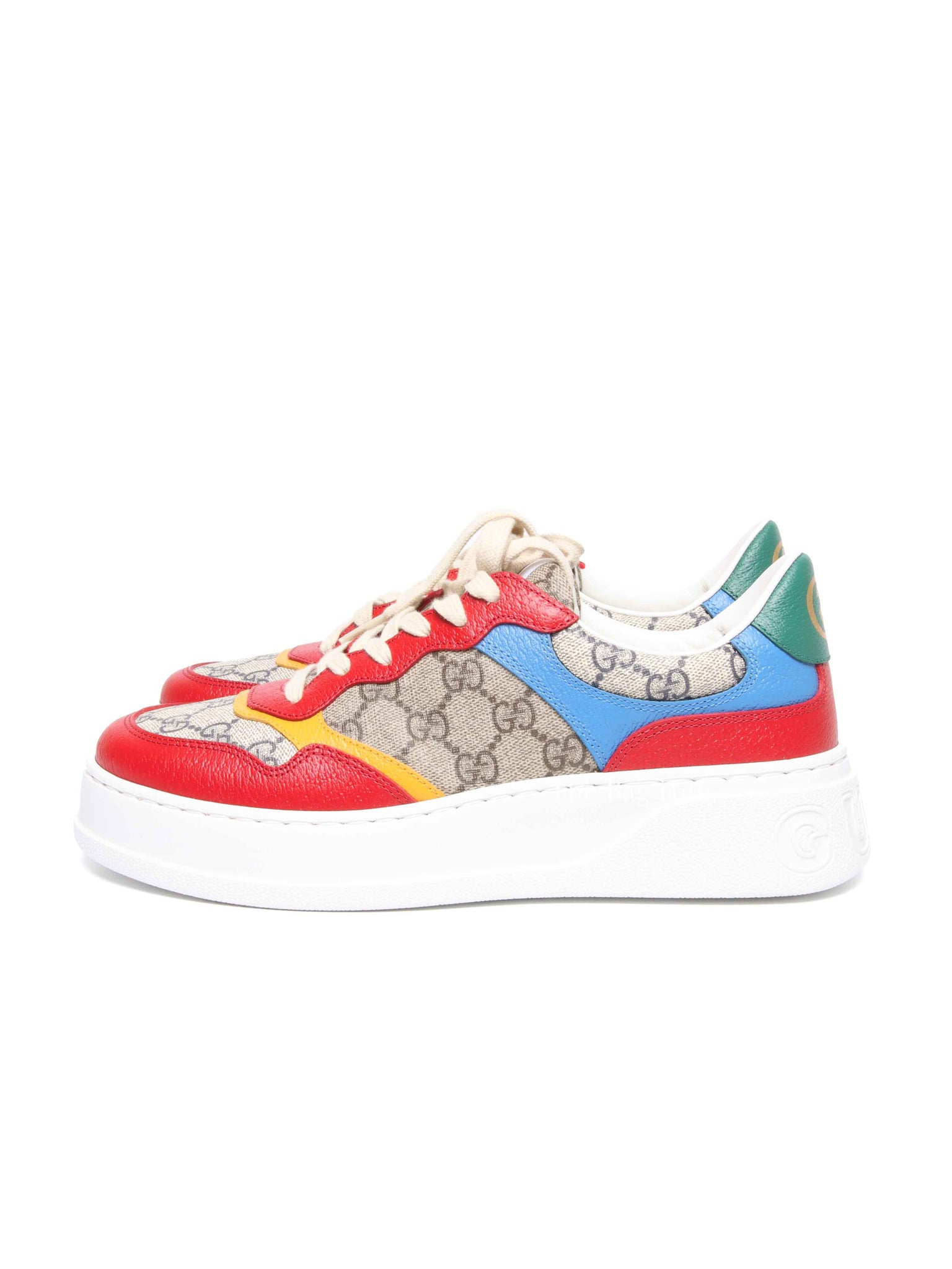 Gucci Multicolor GG Supreme Monogram Textured Dollar Calfskin Mens Chunky Sneakers Size 6.5