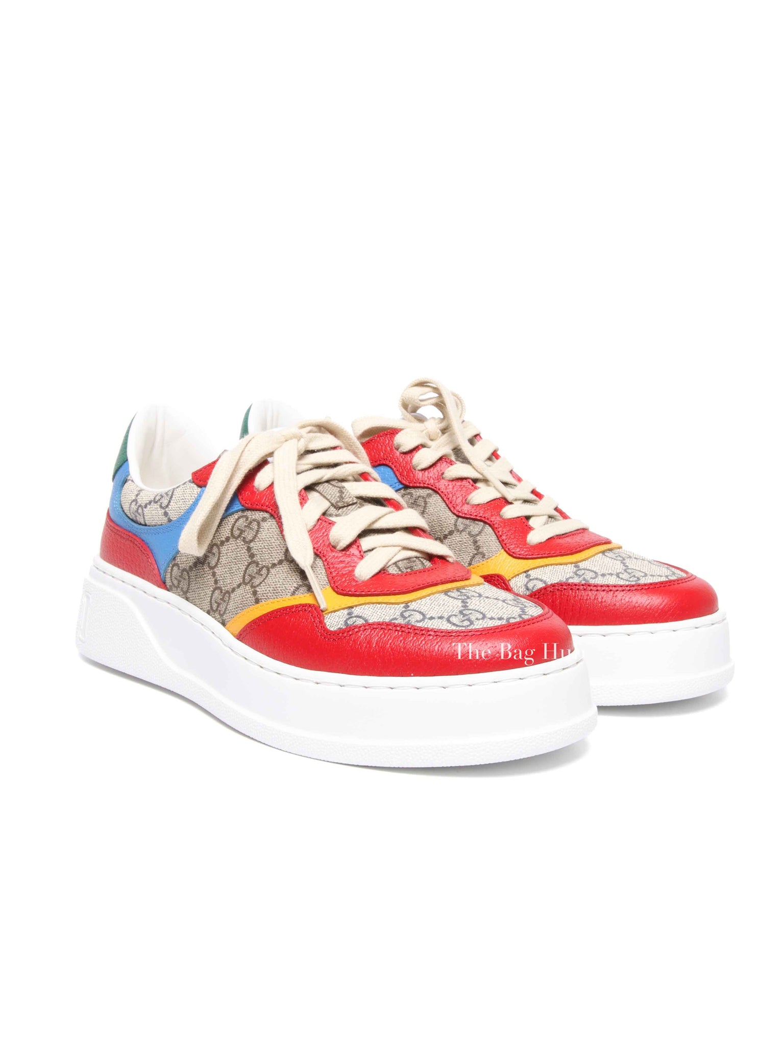 Gucci Multicolor GG Supreme Monogram Textured Dollar Calfskin Mens Chunky Sneakers Size 6.5