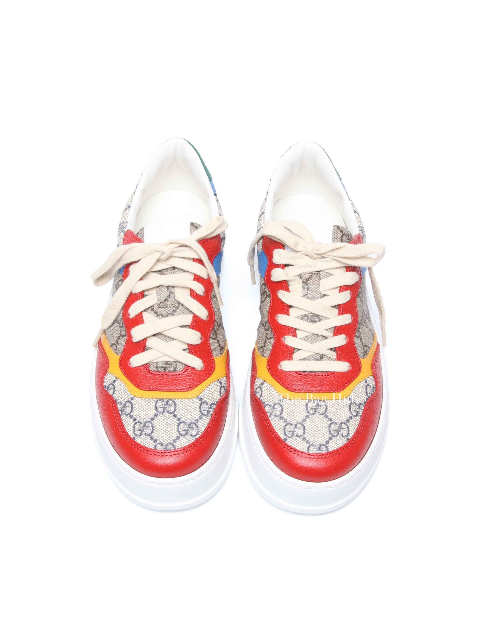 Gucci Multicolor GG Supreme Monogram Textured Dollar Calfskin Mens Chunky Sneakers Size 6.5