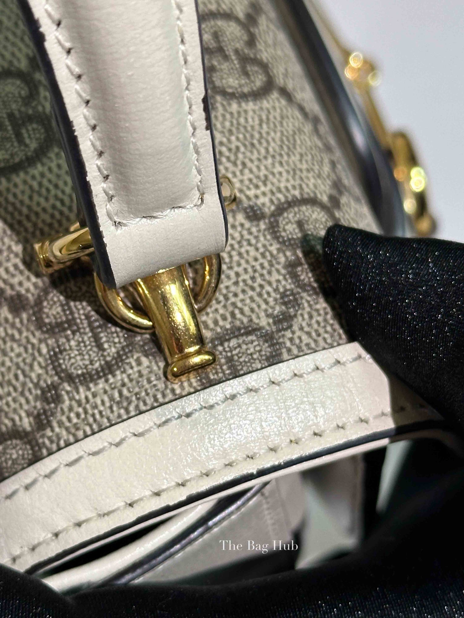 Gucci White/Beige Canvas Horsebit 1955 Mini Bag
