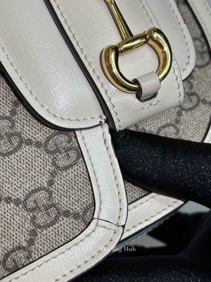 Gucci White/Beige Canvas Horsebit 1955 Mini Bag