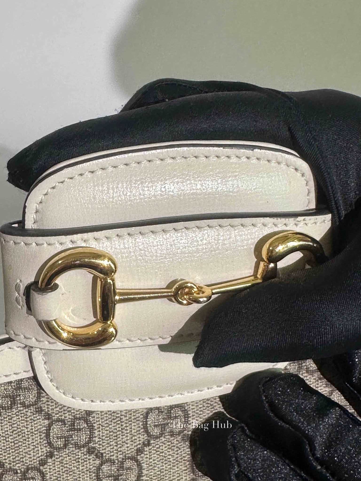 Gucci White/Beige Canvas Horsebit 1955 Mini Bag
