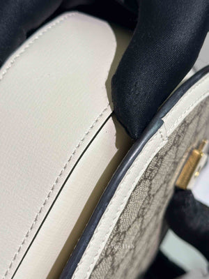Gucci White/Beige Canvas Horsebit 1955 Mini Bag