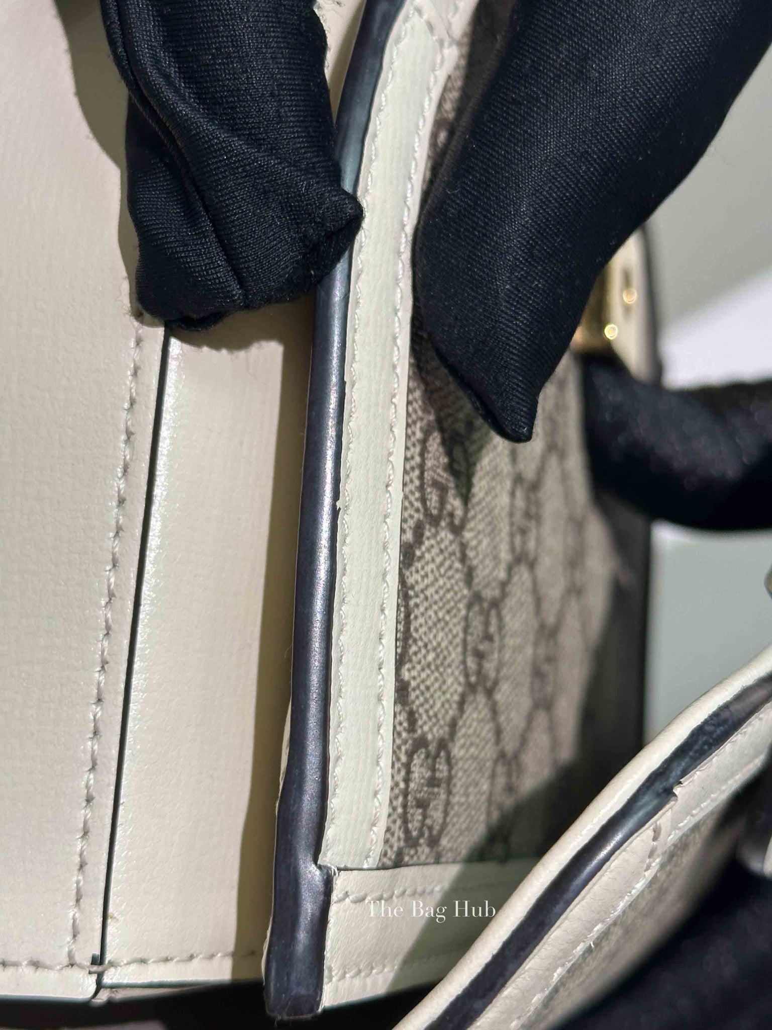 Gucci White/Beige Canvas Horsebit 1955 Mini Bag