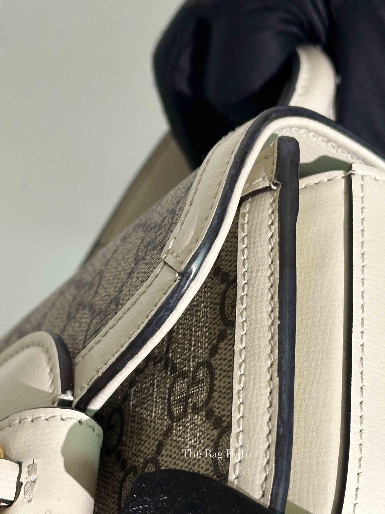 Gucci White/Beige Canvas Horsebit 1955 Mini Bag