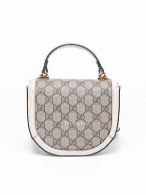 Gucci White/Beige Canvas Horsebit 1955 Mini Bag