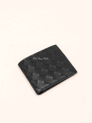 Bottega Veneta Black Calfskin Intrecciato Bi-Fold Wallet