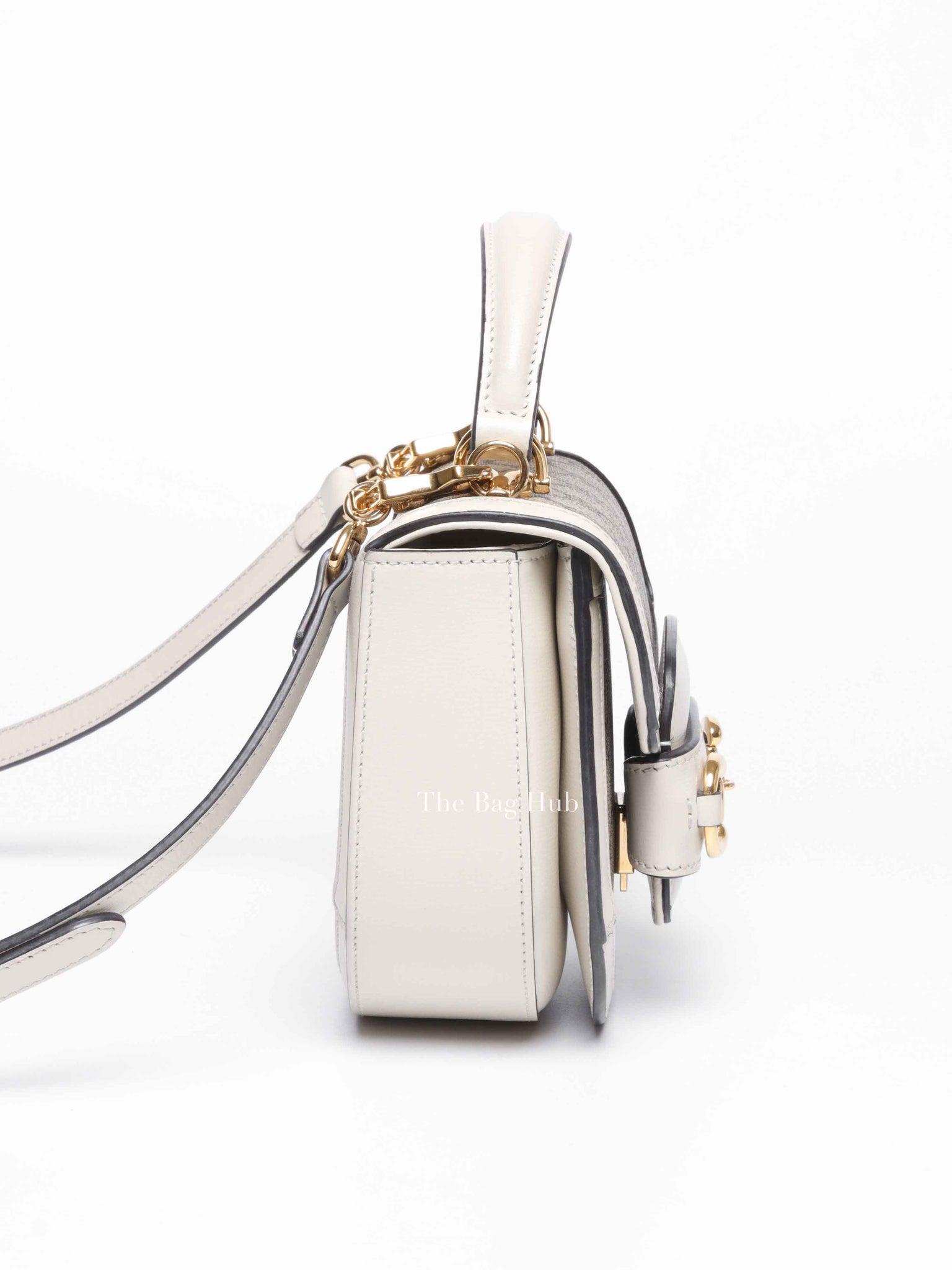 Gucci White/Beige Canvas Horsebit 1955 Mini Bag