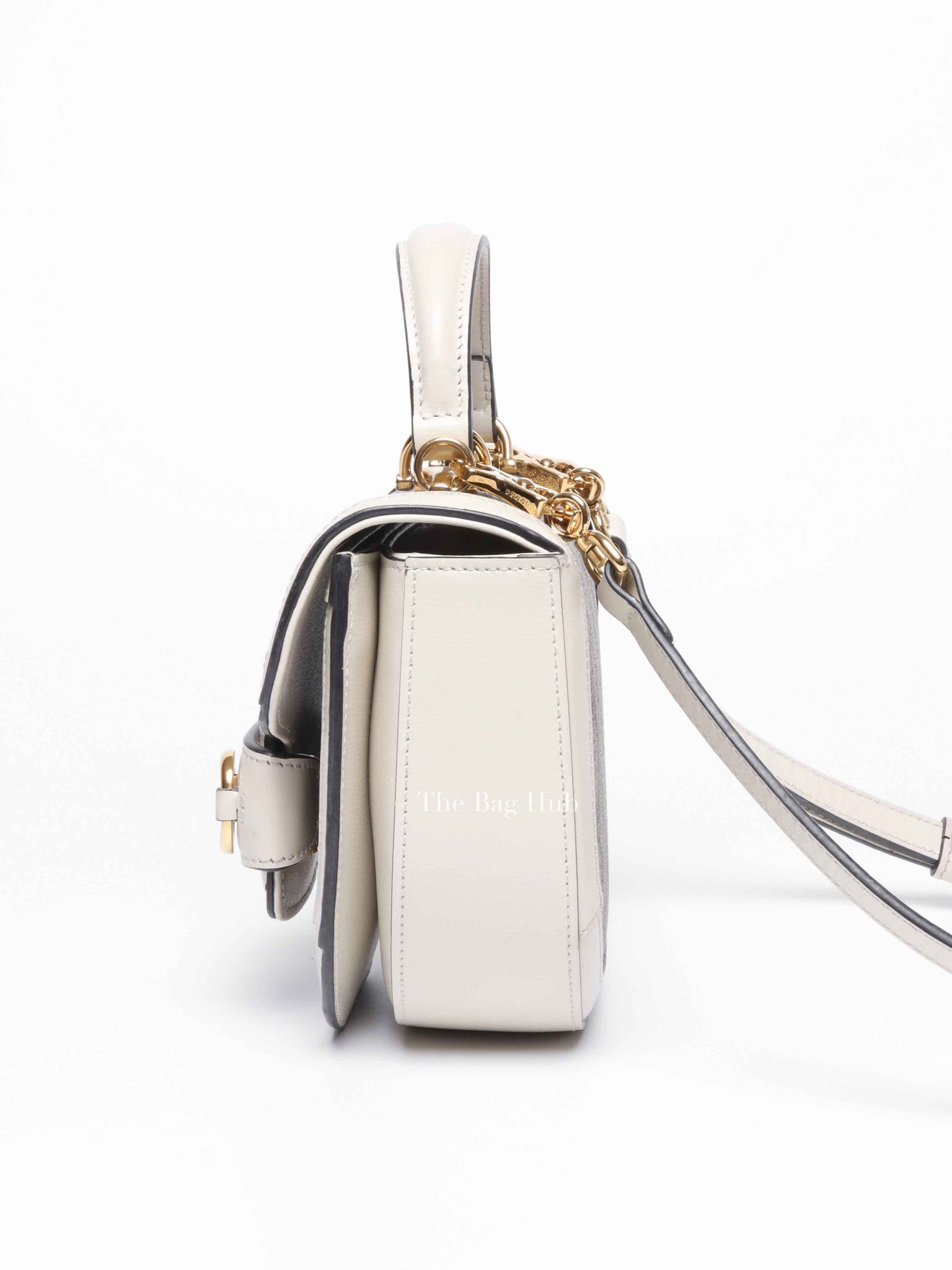Gucci White/Beige Canvas Horsebit 1955 Mini Bag