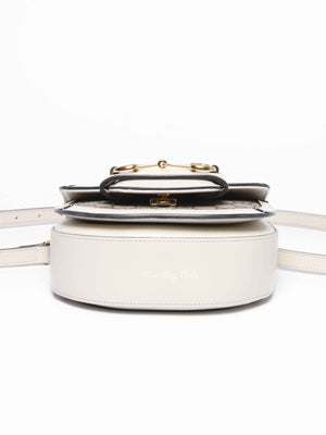Gucci White/Beige Canvas Horsebit 1955 Mini Bag