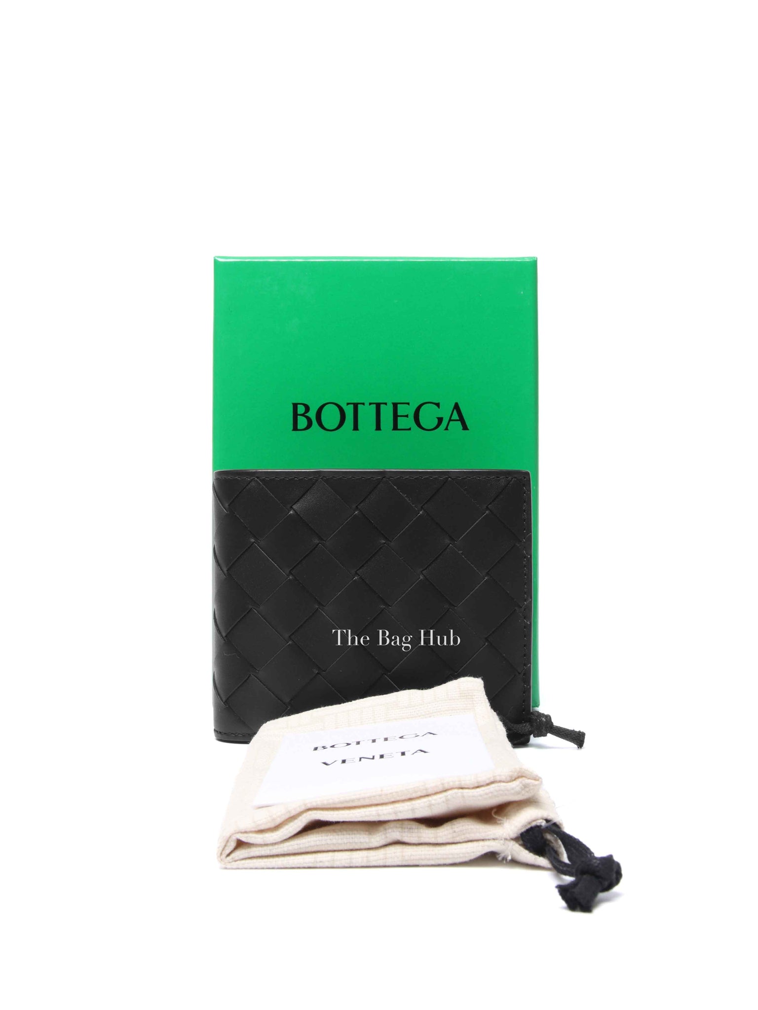 Bottega Veneta Black Calfskin Intrecciato Bi-Fold Wallet