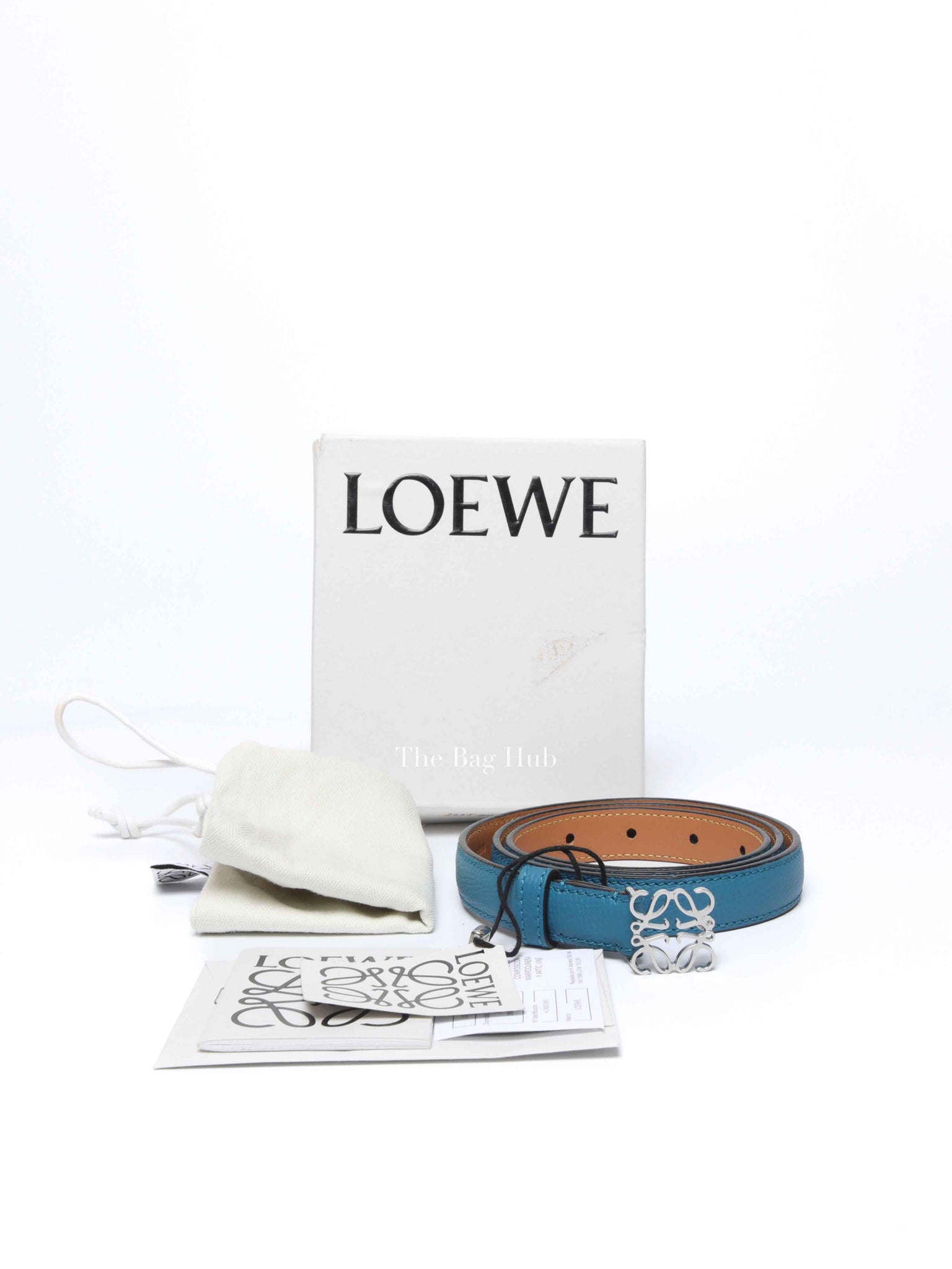 Loewe Blue/Brown Leather Reversible Belt 85/34