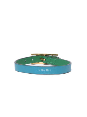 Hermes Bleu Atoll/Menthe Leather Behapi Reversible Bracelet XS GHW