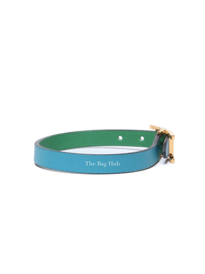 Hermes Bleu Atoll/Menthe Leather Behapi Reversible Bracelet XS GHW