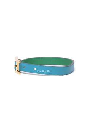 Hermes Bleu Atoll/Menthe Leather Behapi Reversible Bracelet XS GHW