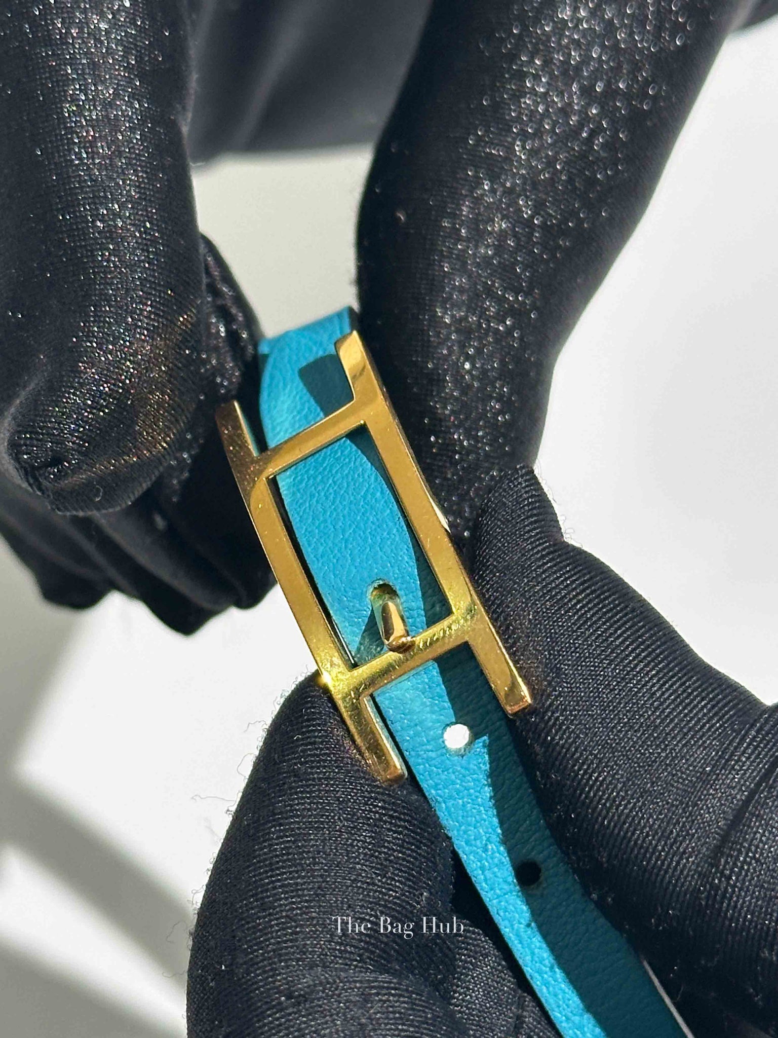 Hermes Bleu Atoll/Menthe Leather Behapi Reversible Bracelet XS GHW