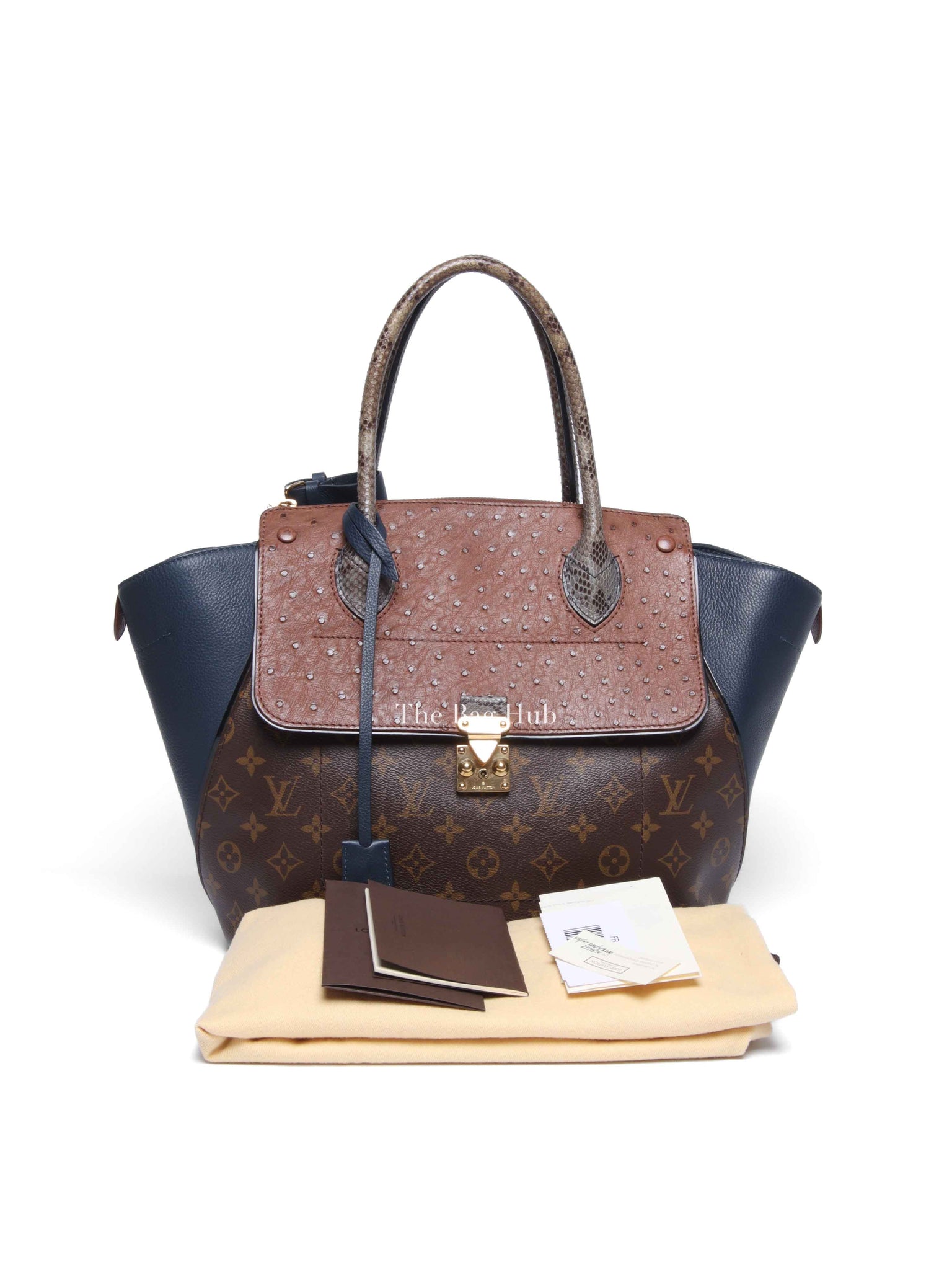 Louis Vuitton Ostrich and Python Monogram Leather Canvas Limited Edition Majestueux MM Bag