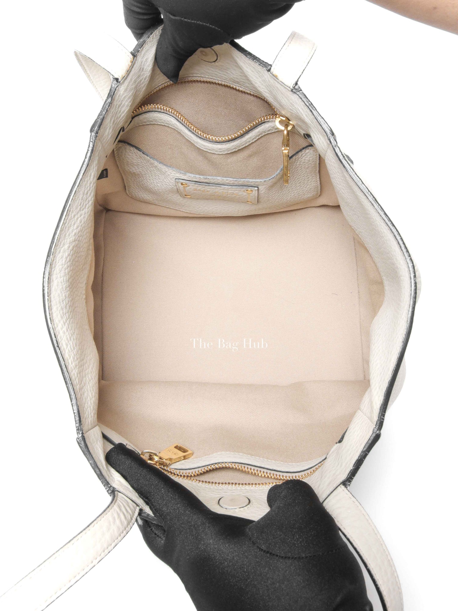 Prada Ghiaccio Vitello Daino Shopper Tote Bag BR5092