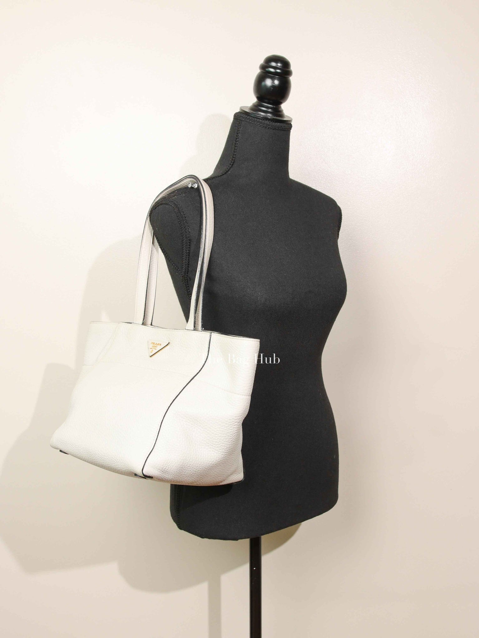 Prada Ghiaccio Vitello Daino Shopper Tote Bag BR5092