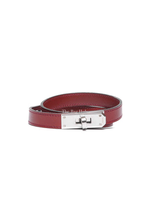Hermes Rouge H Leather Kelly Choker Necklace PHW