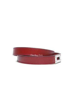 Hermes Rouge H Leather Kelly Choker Necklace PHW