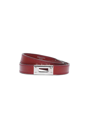 Hermes Rouge H Leather Kelly Choker Necklace PHW