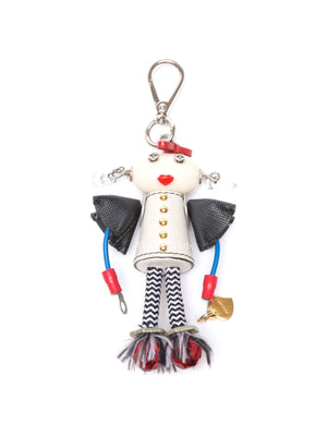 Prada Gold/Silver Toned Metal/Leather Robot Bag Charm