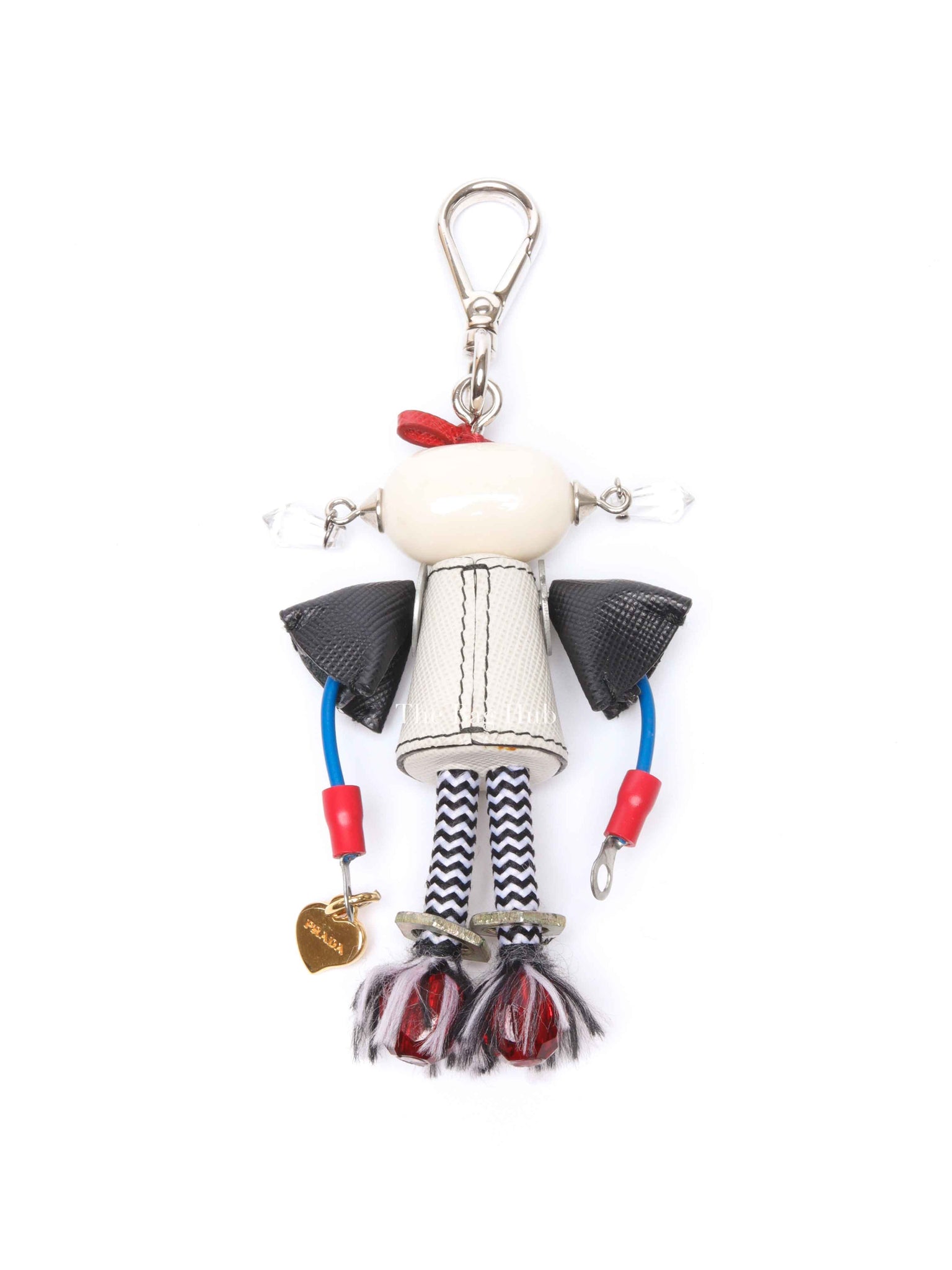 Prada Gold/Silver Toned Metal/Leather Robot Bag Charm