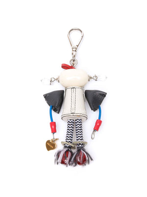 Prada Gold/Silver Toned Metal/Leather Robot Bag Charm