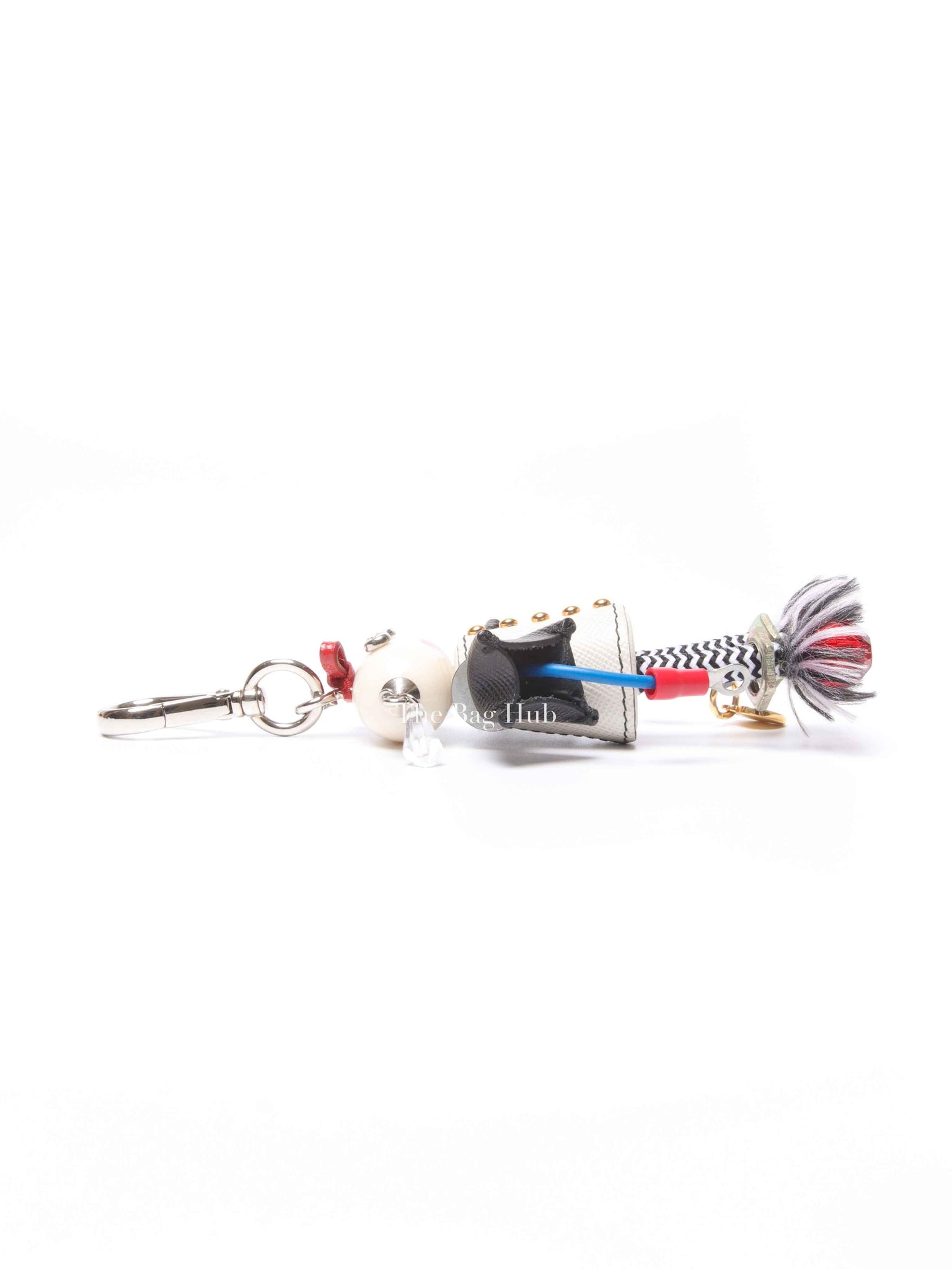 Prada Gold/Silver Toned Metal/Leather Robot Bag Charm