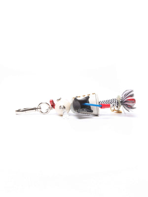 Prada Gold/Silver Toned Metal/Leather Robot Bag Charm