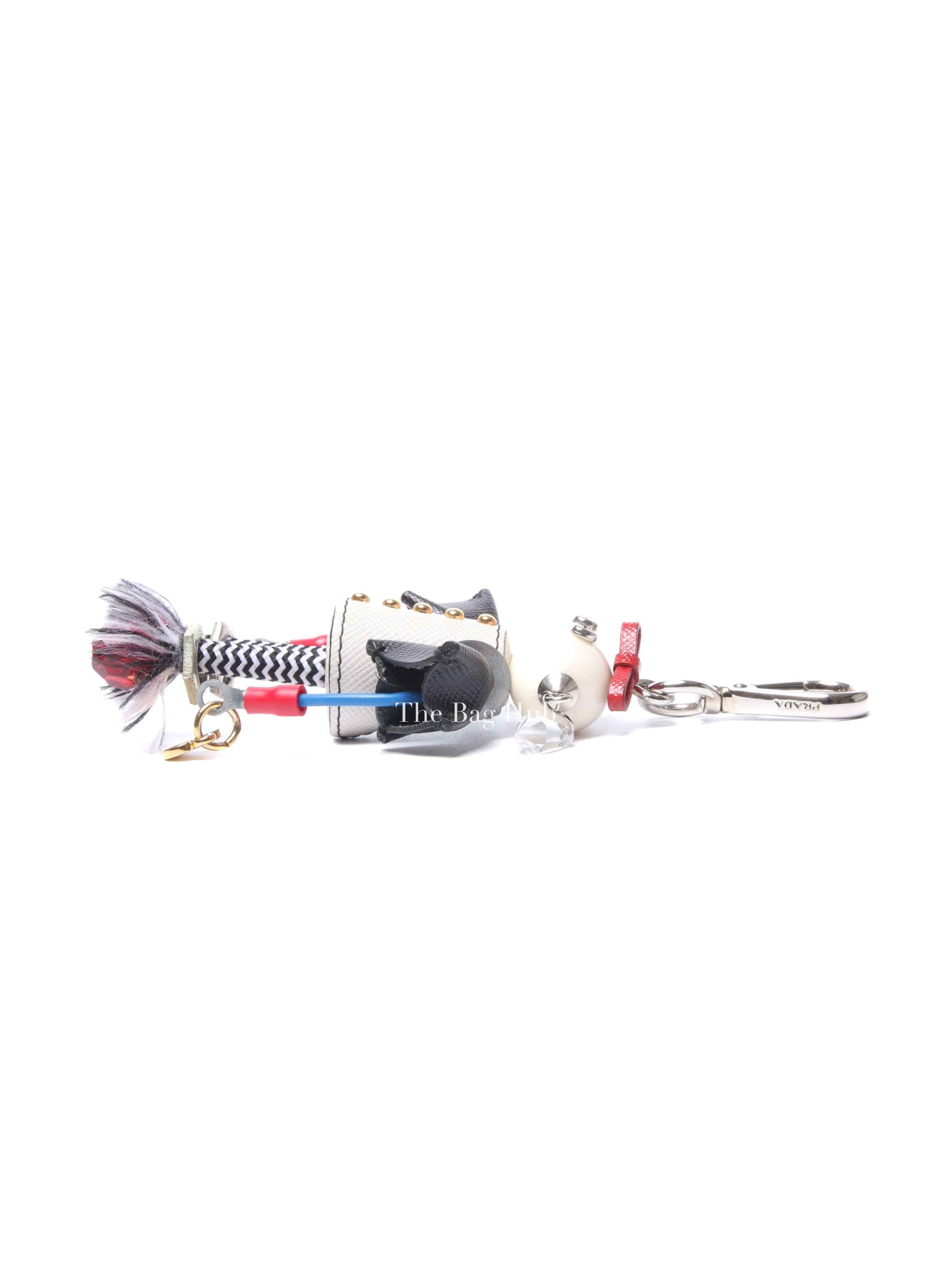 Prada Gold/Silver Toned Metal/Leather Robot Bag Charm