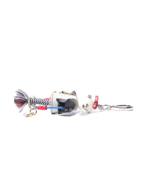 Prada Gold/Silver Toned Metal/Leather Robot Bag Charm