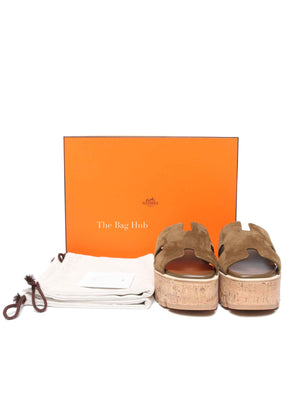 Hermes Vert Toundra Suede/Leather Eze 30 Sandals Size 36